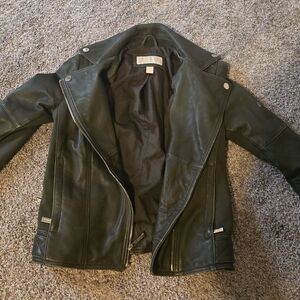 Michael Kors Olive Green Leather Jacket